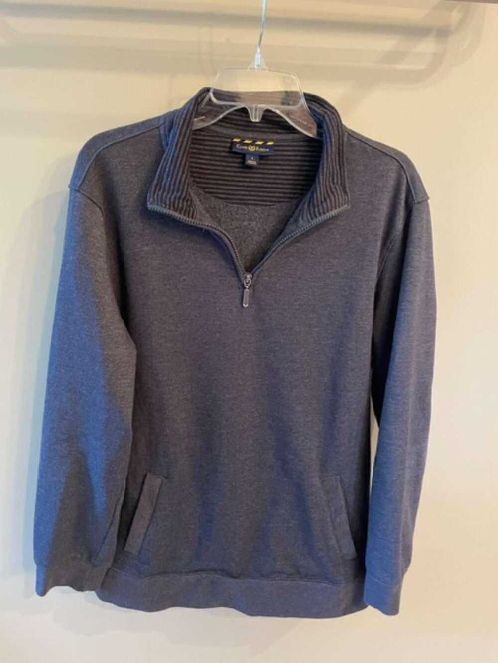 Men's Club Room Cotton Blend Quarter zip fleece with front pockets in size large